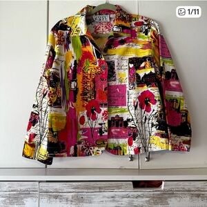🎨 Keren Hart Abstract Art Print Blazer – Women’s Size M